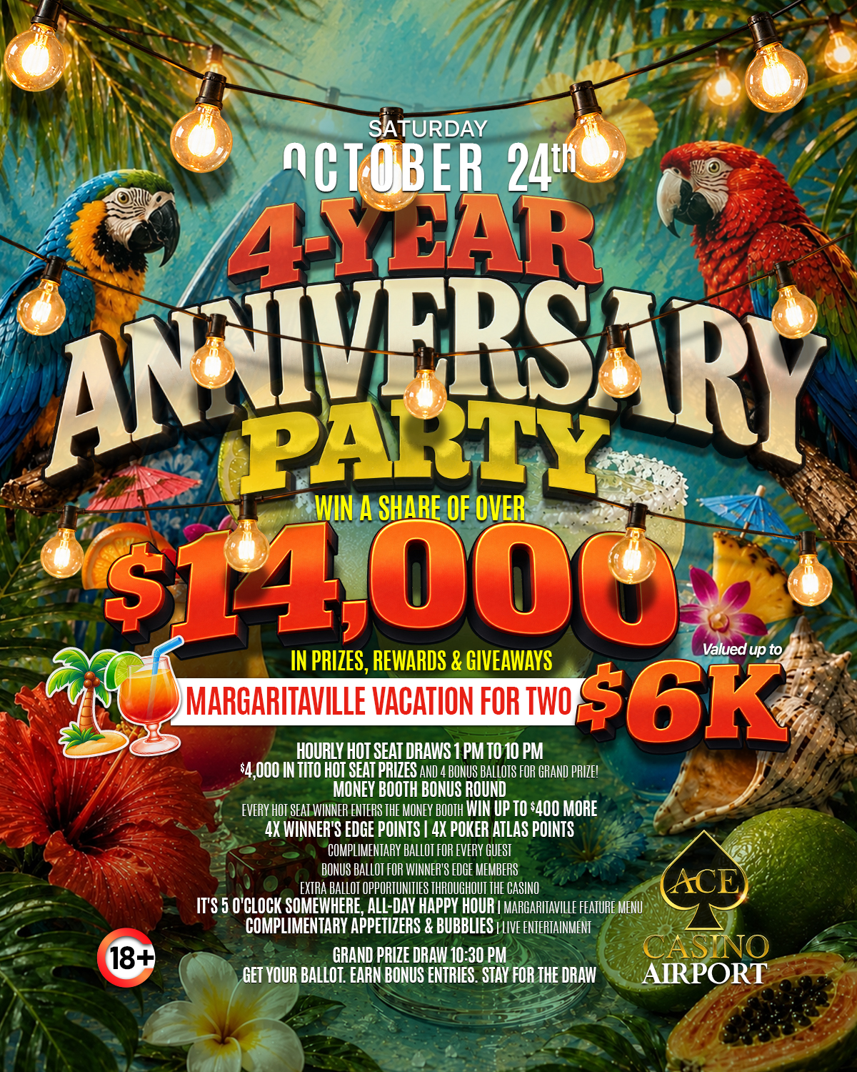 Margaritaville Vacation Grand Prize Draw at ACE Casino Airport