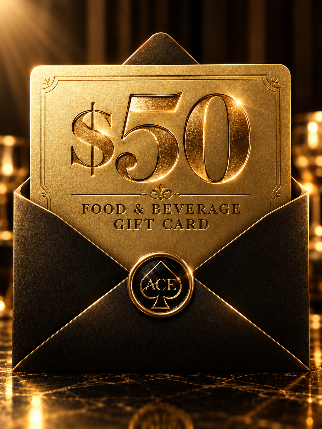 Subscribe to ACE Casino Airport emails and win a $50 Food & Beverage Gift Card